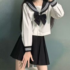 Japanese School Uniform Girls Plus Size Jk Suit Black Tie White Three Basic Sailor Uniform Women Sailor Suit Uniform, Cute Japanese School Outfits, Sailor School Uniform, Black School Uniform, Winter Formal Dresses Long, Japanese Uniform, Sailor Uniform, Navy Blue Prom Dresses, Long Sleeve Suit