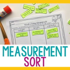 the measurement sort is shown with markers and pencils