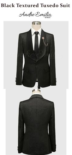 This Black Textured Tuxedo Suit is a sweet spot between character and charm. Featuring a floral textured design, sleek sateen shawl collar, and our signature slim stretch tailoring, this tux jacket will turn heads for all the right reasons. Tuxedo Suit, Textured Design, Black Textures, Shawl Collar, Mens Suits, Shawl, Suit Jacket, Sleek, Blazer