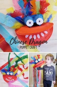 this paper plate dragon puppet craft is so cute and easy to make