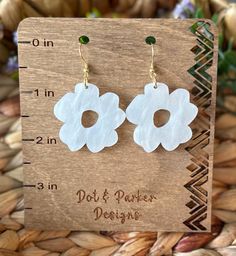 Pearly White Flower Dangle Acrylic Earrings, White Flower Earrings, Unique Jewelry for Her, Gift for Friend, Lightweight Jewelry - Etsy White Flower Earrings, White Flower Earring, Johnson City Tn, Light Weight Jewelry, Johnson City, Earrings Unique, Earrings White, Jewelry For Her, Dry Clay