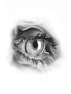 an eye with long eyelashes is shown in this black and white drawing by artist mark stewart