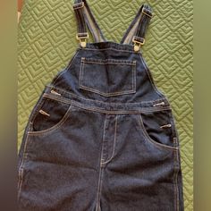 Brand New Straight Leg Baggy Fit Overall - New With Tags - Dark Denim Casual Bib Front Denim Blue Bottoms, Casual Bib Front Denim Bottoms, Casual Denim Blue Bib Front Bottoms, Casual Bib Front Jeans For Workwear, Utility Denim Bottoms With Bib Front, Utility Denim Bib Front Bottoms, Utility Bib Front Bottoms In Dark Wash, Dark Wash High Waist Relaxed Fit Overalls, Denim Bib Front Bottoms For Workwear