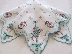 Summer Green Floral Vintage Style Cotton Hankie – Roses And Teacups Handkerchiefs Crafts, Vintage Handkerchiefs Crafts, Handkerchief Crafts, English Tea Set, Vintage Hankies, Roses Vintage, Embroidery Transfers, English Tea, Vintage Handkerchiefs