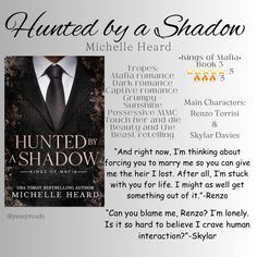 an advertisement for the novel, titled by author michael j shadow and written in english