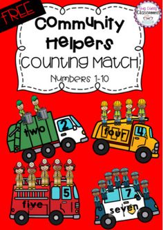 a red book cover with the words community helpers and firetrucks on it