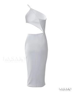 Lasaky - One Shoulder Backless Evening Dress White Backless Cutout Dress, White Cutout Backless Dress, White Cutout Cocktail Dress, White One-shoulder Maxi Dress For Night Out, White Cutout Evening Dress, White Party Maxi Dress With Cutout, White Cutout Maxi Dress For Party, White Evening Maxi Dress With Cutout, White Cutout Maxi Dress For Evening