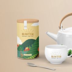 Tea packaging box design Tea Leaves Illustration, Packaging Box Design, Packaging Design Ideas, Diy Branding, Leaf Illustration, Tea Design