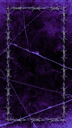 a purple background with barbed wire and a square frame in the middle that has been placed on top of it