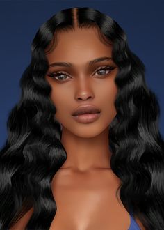 an animated woman with long black hair