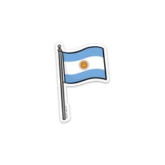 the flag of argentina sticker is shown on a white background and has a black pole