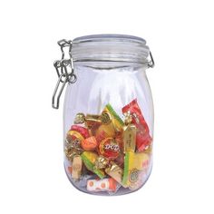 a glass jar filled with lots of candy