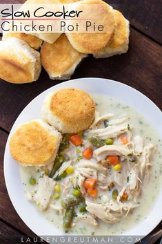 slow cooker chicken pot pie on a white plate