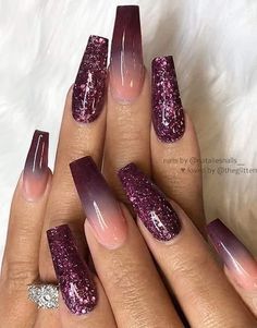 Nails Encapsulated, Long Nail Designs, Nails Now, Purple Nail, Coffin Nails Long, Nail Designs Glitter, Coffin Nails Designs, Fancy Nails, My Nails