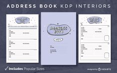 Address book template KDP interior design Address Book Template, Interior Design Vector, Instagram Checklist, Interior Design Template, Diary Template, Diary Design, Doodle Quotes, Kdp Interior