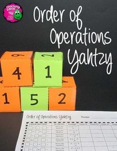 the order of operations is written on blocks with numbers and times to match them up