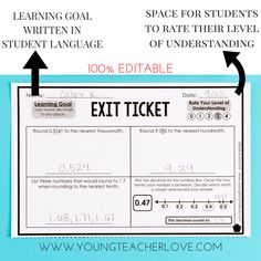 an exit ticket with two arrows pointing to each side and the words exit ticket below