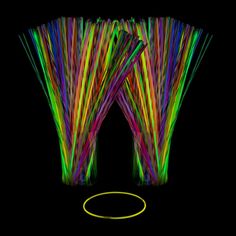 neon colored streamers on a black background