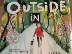 the cover of outside in is shown with a girl and her dog walking down a path