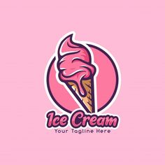 an ice cream logo on a pink background