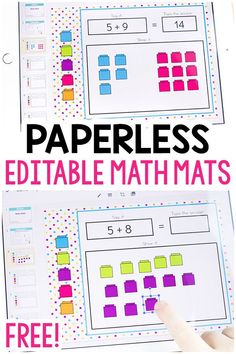 the printable paperless math mats are great for kids to practice their addition skills