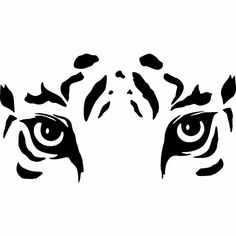 the eyes of a tiger are drawn in black ink on a white background, and it is