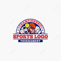 the logo for a sports tournament with balls and tennis rackets on top of each other