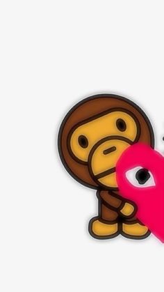 a sticker with a monkey holding a pink object in it's hand and the word love