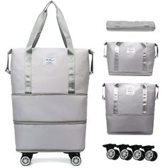 WOOW DEPOT versatile travel bag offers detachable and 360 rotating wheels for effortless rolling, as well as a wet-dry separation design for easy organization of toiletries and damp towels. With a large and expandable capacity of 36-55L, it can be used as a luggage bag, GYM handbag, duffle bag, and more. When not in use, just easily folded and stored it in a small space. Simplify your travels with this convenient and practical rolling bag. Notes: 1. Please allow 0.5-1in differences due to manual Best Carry On Bag For Women, Weekend Bags For Women, Travel Duffle Bag Women, Duffle Bag With Wheels, Separation Design, Gym Handbag, Cruise Clothes, Best Carry On Bag, Backpack Purses