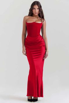 Strapless Patchwork Fishtail Maxi Dress – FancyAdd Champagne Bars, Designed Dresses, Guest Ideas, Beyonce Outfits, Red Strapless Dress, Boned Bodice, White Prom Dress, Bridal Shower Dress