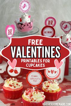 valentine's day cupcakes with free printables for cupcakes