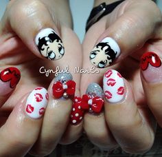 Betty Boop Stylish Nails Designs, Edgy Nails, Nails Today, Disney Nails, Beautiful Nail Designs, Toe Nail Art, Gel Nail Designs