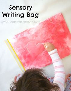 Sensory writing bag for preschoolers. Fine motor activity. Great way to get those reluctant writers to engage in writing activities and exploring the letters of the alphabet. Sensory Writing, Sensory Bags, Sensory Crafts, Ziploc Bag, Food Colouring, Fine Motor Activities, Alphabet Activities, Lower Case