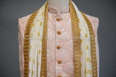 Pristine Peach Silk Thread Embroidered Sherwani Set