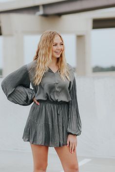 Long balloon sleeve dress with fitted waist. Brooklin is wearing a size smallSkirt portion is lined﻿Size Chart:Small: Waist: 26 in. Bust: 34 in.Medium: Waist: 28 in. Bust: 36 in. Large: Waist: 30 in. Bust: 38 in. HEY BABE! WE ONLY OFFER STORE CREDIT FOR RETURNS! Feel free to email us or DM us on Instagram with any questions regarding fit or sizing or our return policy in general. Small Skirt, Cute Modest Outfits, Balloon Sleeve Dress, Long Balloons, Gift Boutique, Solid Dress, Small Waist, Modest Outfits, Night Dress