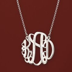 Ross-Simons - Sterling Silver Large Monogram Necklace. 16". An on-trend gift that's always well received. Our sterling silver large monogram pendant is an impressive way to display those three very special initials in elegant round script. Specify three initials and which to center. Pendant cannot be removed from the sterling silver rolo chain. Proudly handcrafted in the USA - custom-crafted in our Rhode Island studios! Lobster clasp, sterling silver monogram necklace. Silver Initial Pendant Necklace For Mom, Formal Monogram Sterling Silver Jewelry, Classic Sterling Silver Necklaces With Initials, Formal Sterling Silver Monogram Jewelry, Classic Personalized Sterling Silver Necklace, Classic Sterling Silver Initials Jewelry, Classic Sterling Silver Personalized Necklaces, Classic Sterling Silver Jewelry With Initials, Adjustable Silver Monogram Jewelry