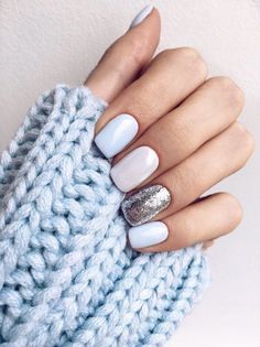 Pinterest: SaDexO Shellac Nails At Home, Manicure Shellac, Sparkle Nail Designs, Video Makeup, Elegant Nail Art, White Chic, Super Nails, Blue Nail, Gel Nail Design