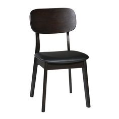 Dark Walnut Wood Chair With Black Vinyl Seat Walnut Wood Chair, Restaurant Dining Chairs, Affordable Seating, Black Restaurant, Metal Restaurant, Woods Restaurant, Black Chairs, Furniture Canada, At Restaurant