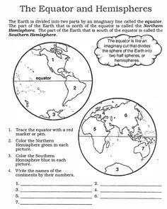 the earth and hemispheres worksheet for kids to learn how to read them