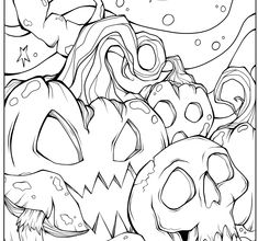 halloween coloring pages with pumpkins and skulls