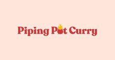 the logo for piping pot curry, which is red and yellow with an image of a