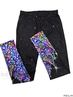 Peilia - Womens Casual Elastic Waist Stretchy Leggings with Christmas Tree Print: A Holiday-Inspired Fashion Accessory Stretch Black Bottoms For Christmas, Fitted Black Bottoms For Christmas, Christmas Tree Print, Galaxy Print Leggings, With Christmas Tree, Stretchy Leggings, Womens Casual, Drawstring Hoodie, Inspired Fashion