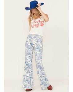 American Flag Flare Pants, Summer Cotton Jeans With Five Pockets, Summer Cotton Pants With Five Pockets, Casual Cotton Printed Bottoms, Casual Printed Cotton Bottoms, High Waist Cotton Printed Pants, High Waist Printed Cotton Pants, Summer Denim Blue Cotton Flare Jeans, Summer Cotton Bottoms With Five Pockets