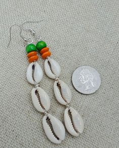 African Kente Orange Cowrie Wooden Women Long Jewelry - Etsy South Africa Cleveland, South Africa, Jewelry Sets, Ships, Orange