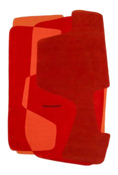 two red and orange rugs sitting next to each other on top of a white surface