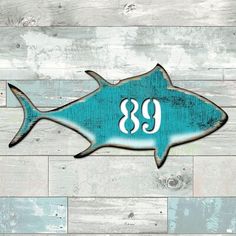 a blue fish with the number thirty on it