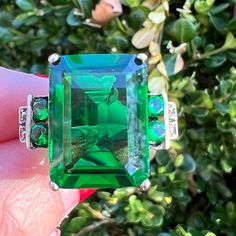 This Is Stunning,Large, Oversized, Statement Sterling Silver Ring With Huge Emerald Cut Green Paste/Glass Stone, Adorned By Tiny Marcasites. Main Green Stone Is 18x13mm In Size.The Ring Weights A Hefty 9.16 Grams, Size 6.75 On Ring Mandrel. It Is Stamped And Has Been Tested For Sterling. Wonderful , Very Showy, Well Made Statement Sterling Silver Ring To Own, A Pure Joy To A Green Lover! Ring Mandrel, Statement Ring Silver, Pure Joy, Green Stone, Womens Jewelry Rings, Emerald Cut, Statement Ring, Statement Rings, Silver Ring