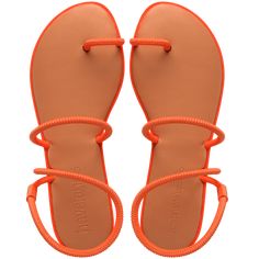 Welcome our newest sandal, Una Pitanga. This minimalist toe loop sandal has a puffy footbed for classic Havaianas comfort. Three circular straps complete this sleek look: one over the toes, another in the middle of the instep and one more around the heel. Available in a sophisticated but fun color palette for the perfect hue pop. Havaianas Women's Una Pitanga Sandals | Beige | Size 8 Fun Color Palette, Sandals Outfits, Orange Sandals, Kids Clogs, Trendy Patterns, Printed Flip Flops, Toe Loop Sandals, Kids Flip Flops, Sandals Outfit