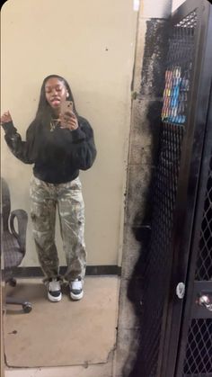 #ootd #cuteoutfits #koolvans #vans #cargopants #blacksweater Cold Weather Outfit Black Women, What To Wear With Black Hoodie, Van Outfits Black Women, Mall Fits Winter, Grey 6s Outfit, Color Coded Outfits, Cute Calm Outfits, Camp Pants Outfit Black Woman, White Shirt Outfit Black Women