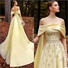 Elegant Yellow Gown For Eid, Elegant Yellow Eid Gown, Yellow Eid Gown, Yellow Prom Dresses Beauty And The Beast, Yellow Debut Gown, Yellow Gold Dress, Royal Dresses, فستان سهرة